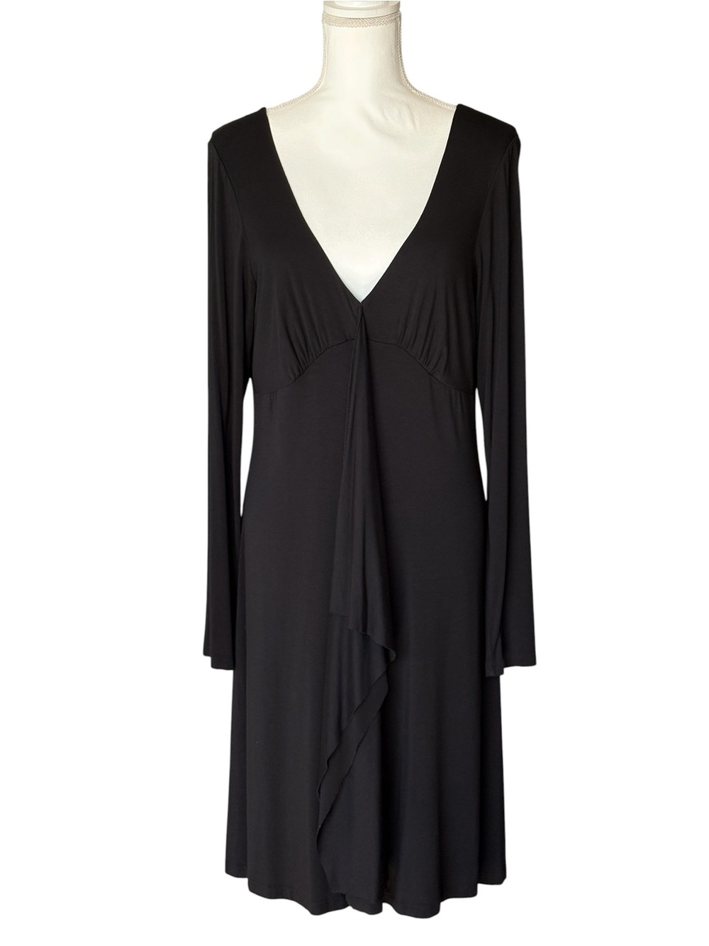 Karen Kane Black Long Sleeve Twist Front V-Neck Dress XL